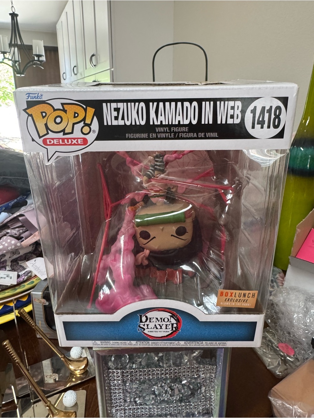 Funko POP Deluxe Demon Slayer Nezuko Kamado in Web 1418 GITD Vinyl Figure